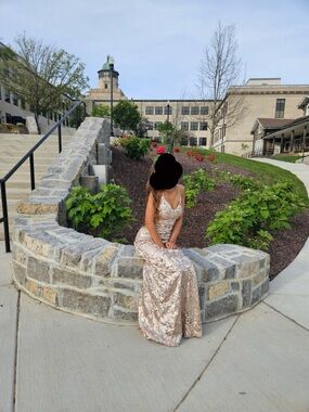 Gold sequin prom dress